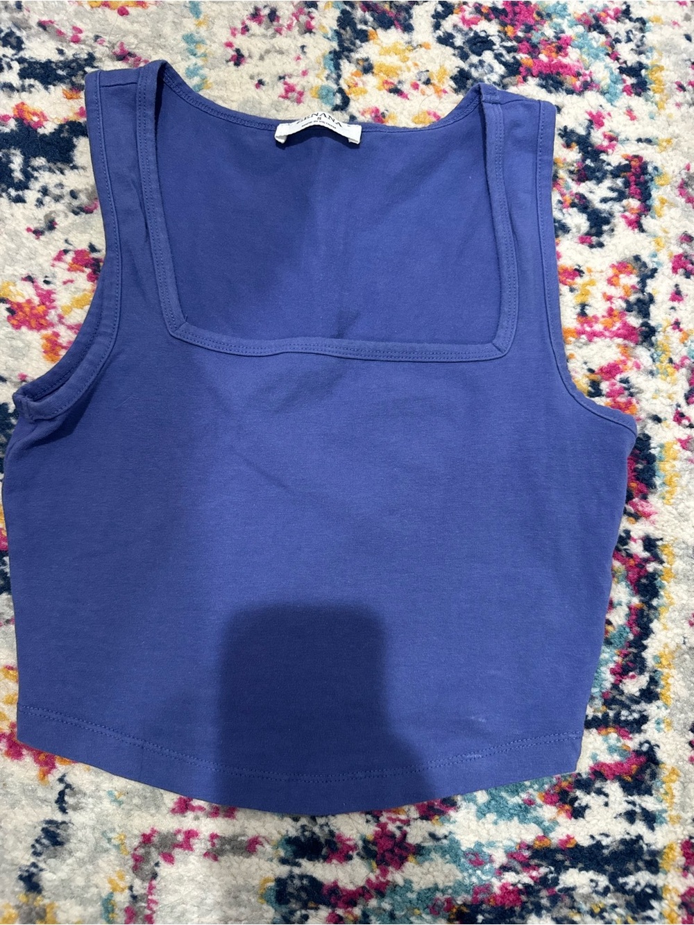 Zenana Outfitters Square Neck Crop Tank Top in Blue